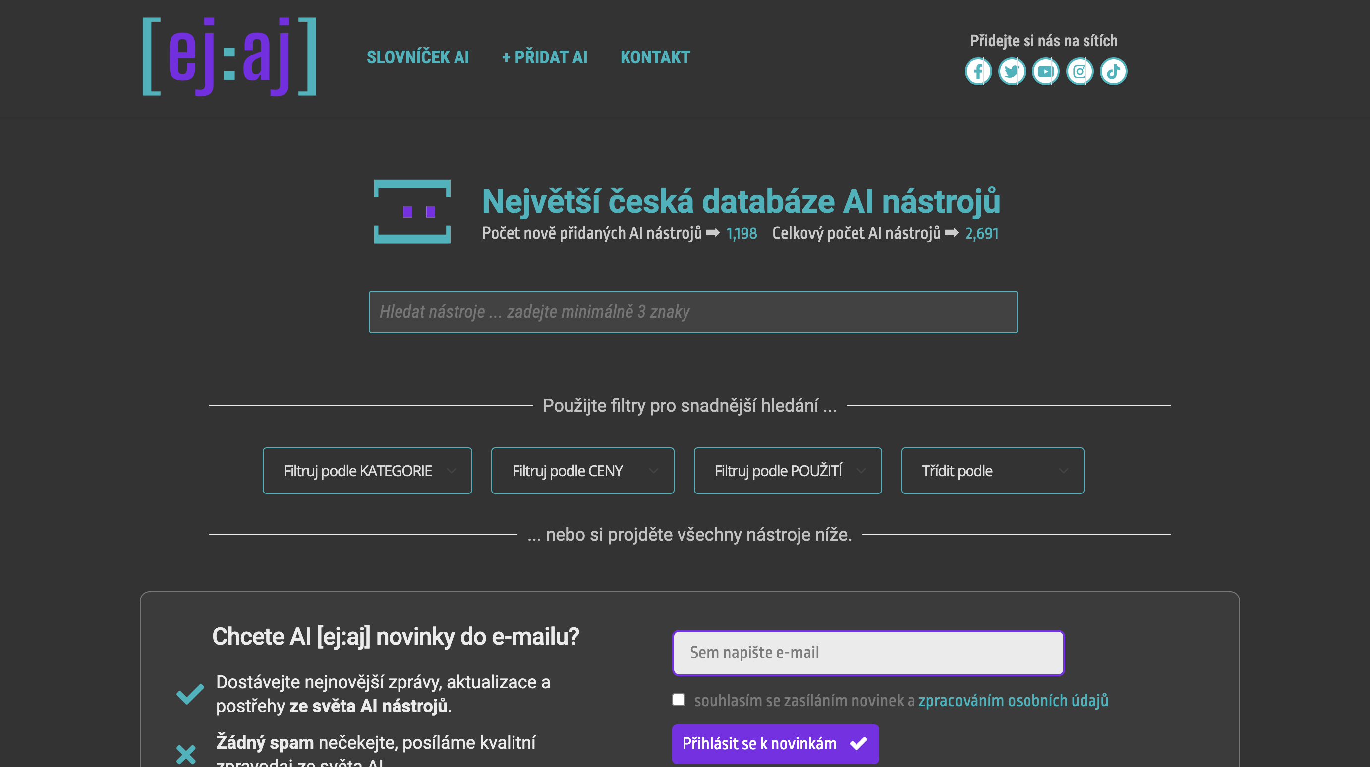 Česká databáze AI nástrojů